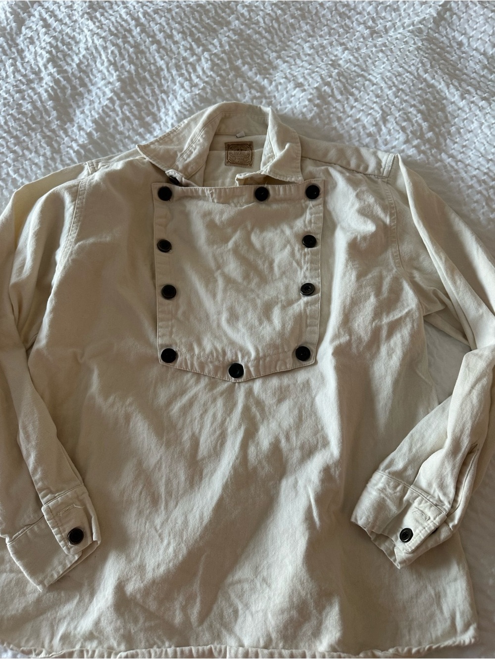Men's Cream Pullover Button-Panel Work Shirt